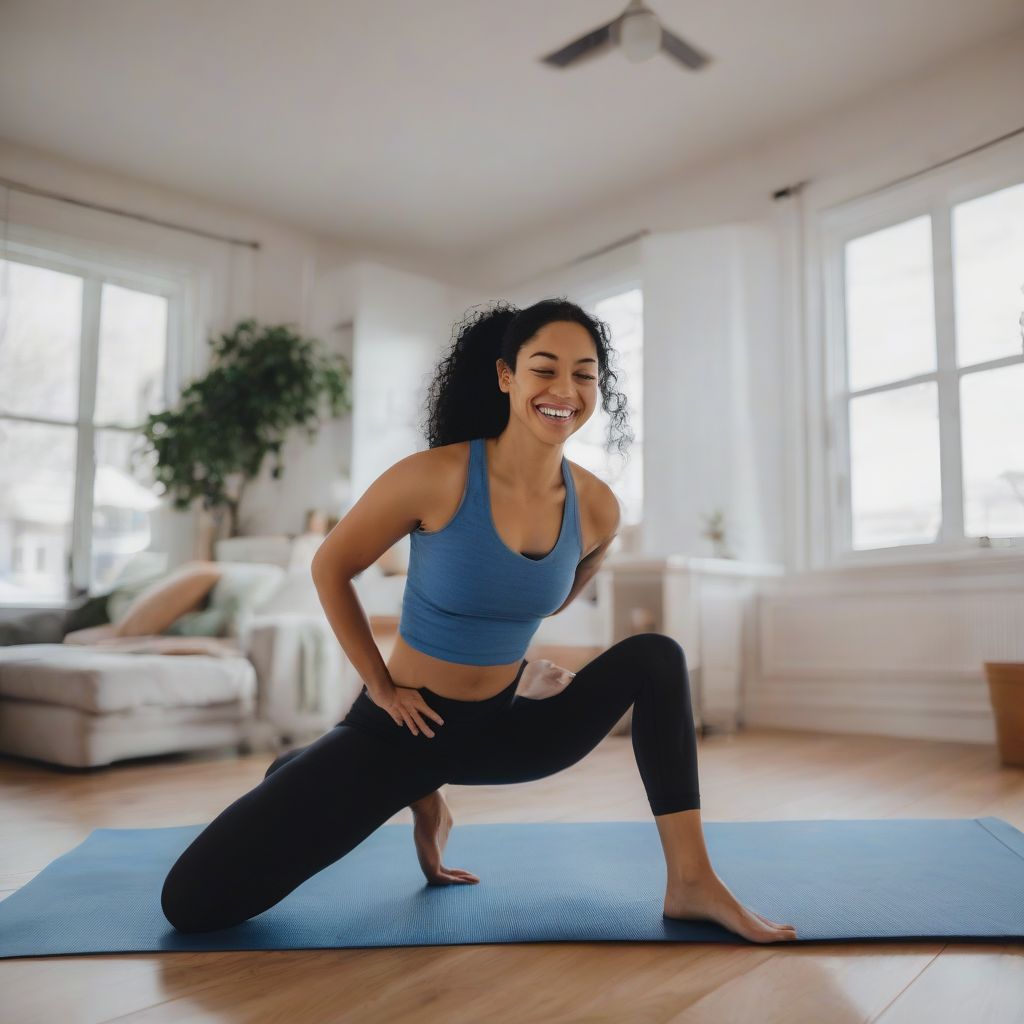 Woman Doing Yoga at Home