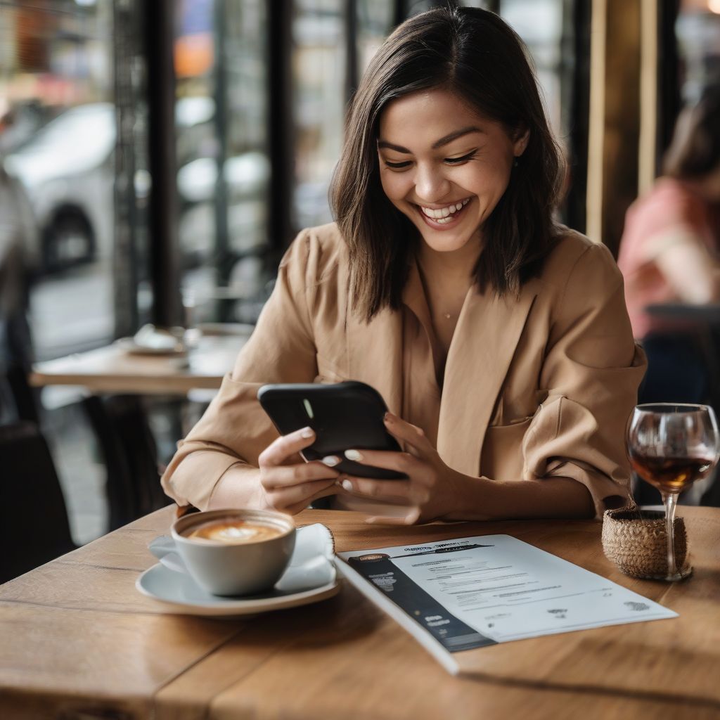 Woman Looking at Restaurant Menus on Her Phone